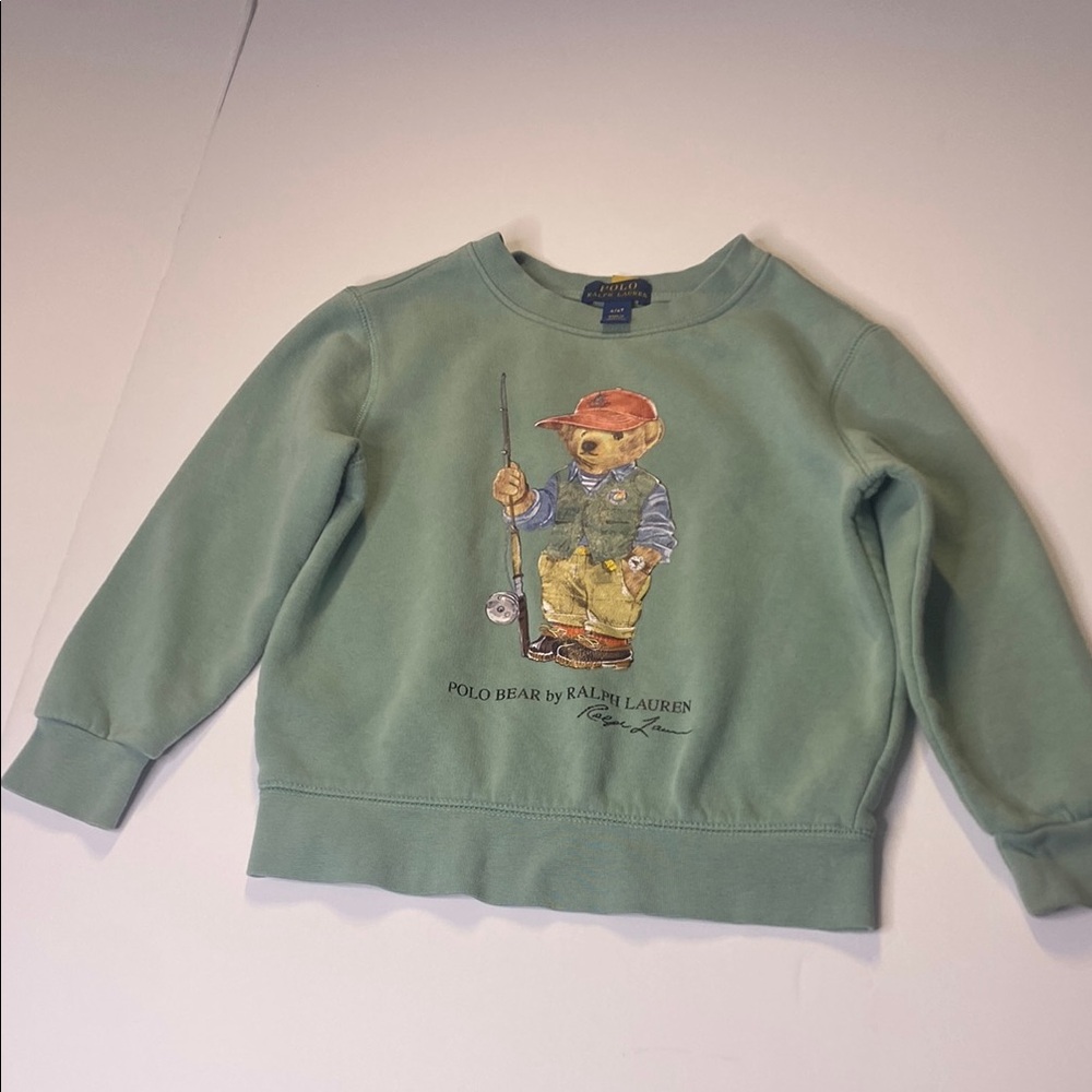 Ralph Lauren Green Sweatshirt with Bear Graphic